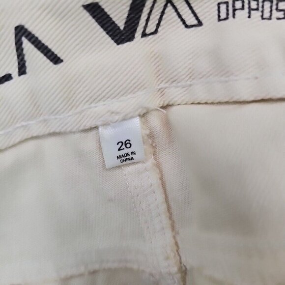 RVCA High Rise Cut Off Denim Shorts Womens 26 Beige 100% Cotton Beach Skater - Picture 8 of 9